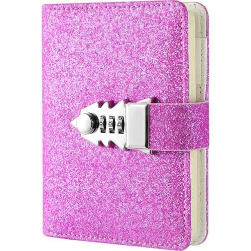 TATCAT A7 Size Combination Lock Journal Glitter Writing Notebook for School or Office (Pen not Included) TPN175