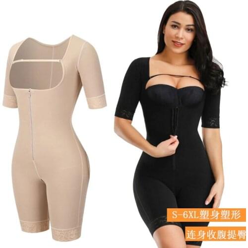 Full Body Bodysuit Plus Size 6XL Shaper Overbust Black Nude Shapewear Zipper Up Workout Slimming Busiter Body Suits Short Panty