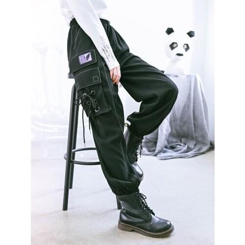 New Spring Autumn Women Harajuku Black Bone Print Pants Streetwear High Waist Casual Loose Fashion Hip Hop Female Trouser