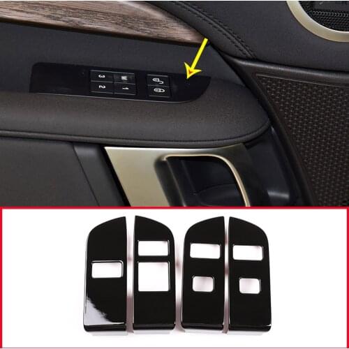 Glossy Black For Land Rover DIscovery 5 LR5 2019 LHD Year ABS Interior Child Lock Button Trim With Opening Warning