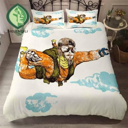 HELENGILI 3D Bedding Set Paragliding Print Duvet Cover Set Bedclothes with Pillowcase Bed Set Home Textiles #YC-301