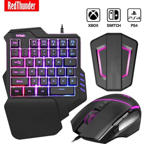 RedThunder P6 Gaming Keyboard and Mouse Adapter for PS4/Xbox One/Xbox 360/PS3/Nintendo Switch, RGB Gaming Combo for Game Console