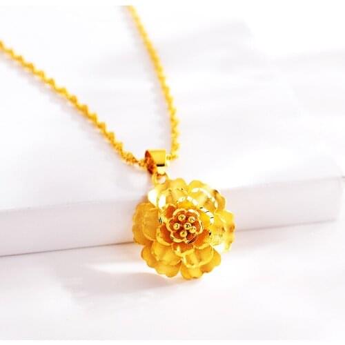 Delicate Flower Blooming Pendant Gold 14K Jewelry for Women Wedding Engagement Anniversary Gift Necklace Pendant No Chain Female