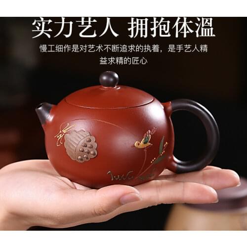 Yixing teapot teapot filter mud painted Xishi pot handmade purple mud tea set custom gift wine set