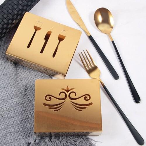 50Pcs/Lot Creative Stainless Steel Napkin Holder Knife Fork Pattern Paper Towel Holder Home Decoration