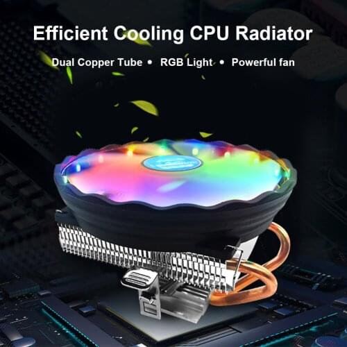 2 Heat Pipes CPU Cooler RGB 120mm Fan Low Profile Computer Air Cooling Radiator for AMD AM3+ AM3 AM2+ AM2 FM2 FM1 LGA Socket