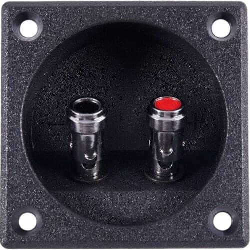 Square Shape Double Binding Post Type Speaker Box Terminal Cup Black