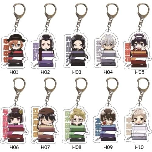 New Fashion Anime Bungou Stray Dogs Atsushi Acrylic Keychain 10 Styles Pendant Key Rings