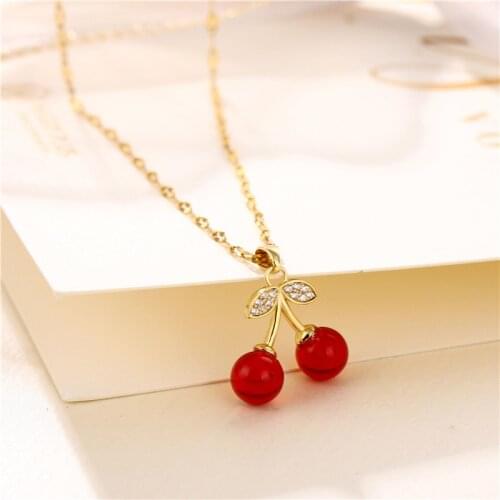 New Brand Jewelry Cherry Girls Clavicle Titanium Steel Mesh Steel Jewelry Women Vintage Party Necklaces for Women Girls