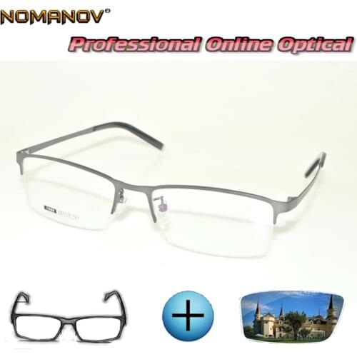 Custom Made Prescription Glasses Optical Photochromic Myopia Reading Glasses Titanium Business Simplicity Glasses Frame Men Lady
