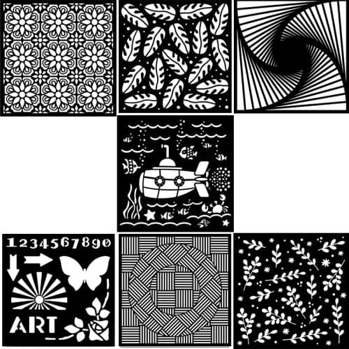 Feather Mandala Flower Helicopter Numbers Shape Plastic Stencil for DIY Scrapbooking Embossing Paper Cards Crafts Templates 2019