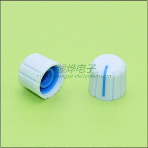 10 pieces 15*13.5MM white and blue plastic knob potentiometer knob speed control knob flower shaft inner hole 6MM