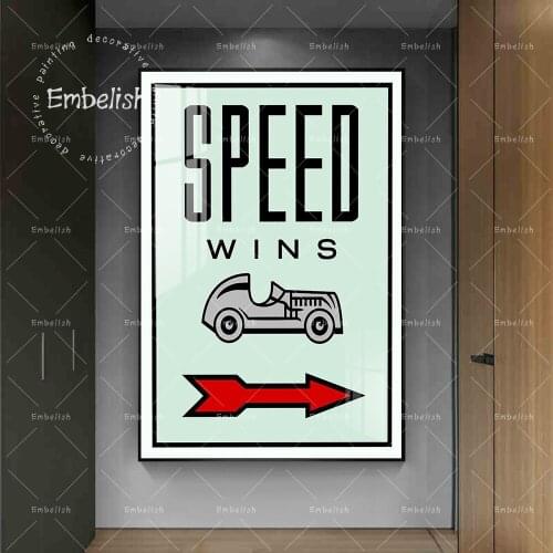 Speed Wins Alec Monopolyingly Living Room Famous Artworks Home Decor Posters Modern Wall Art Pictures HD Print Canvas Paintings