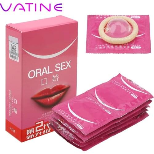 VATINE 10pcs/box Oral Sex Condoms With Peach Taste Safe Sex Penis Sleeve Natural Latex Condoms Blowjob Sex Toys for Couples