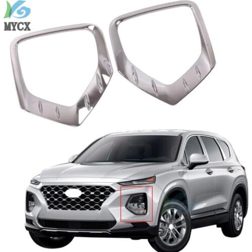 For Hyundai Santafe Santa fe 2020 ABS Chrome Front Rear Foglight Fog Light Lamp Cover Trim Frame Sticker Exterior Accessories