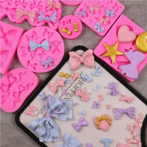 Many Kinds Cartoon Bow Tie Silicone Mold For Chocolate Fondant Jelly Candy Cake Decoration Baking Tool bow-knot Resin Art Moulds