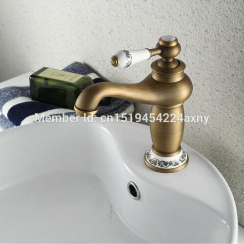 GIZERO Blue and White Porcelain Antique Basin Mixer Ceramic Base hot and cold water faucet vessel taps GI24