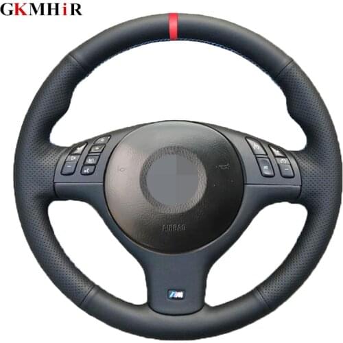 Hand-stitched Black Artificial Leather Car Steering Wheel Cover for BMW E46 E39 330i 540i 525i 530i 330Ci M3 2001 2002 2003