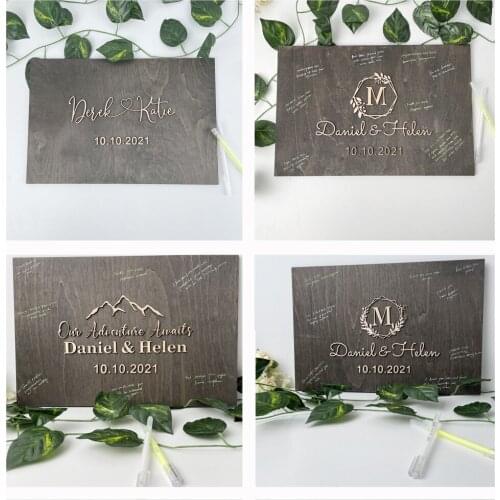 Personalized 3D Wood Wedding Guest Book Custom Signature Guest Book Anniversary Graduation Baptism Party Home Decorations
