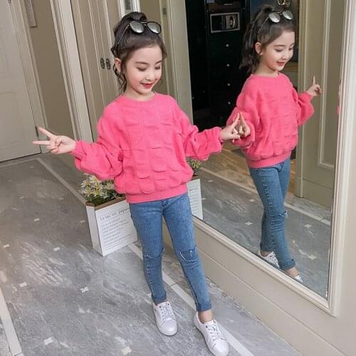 Girls Sweater Kids Coat Outwear 2021 Beauty Plus Velvet Thicken Warm Winter Tops Cotton Teenager Pullover Childrens Clothing