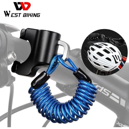 WEST BIKING Mini Bike Helmet Lock Anti-Theft Alloy Cable Lock for Helmet Bag Motorcycle MTB Bicycle Accessories with Two Keys