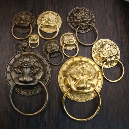 Vintage Brass Handle Chinese Lion Head Furniture Door Pull Handle,Cabinet Drawer Knobs And Handles,European Hardware,1PC