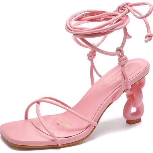 Sequin Braided Leather Strap Women Heels Yellow Pink Black Italian Women Sandals 673-1 Summer Shoes Party Dress High Heel Mules