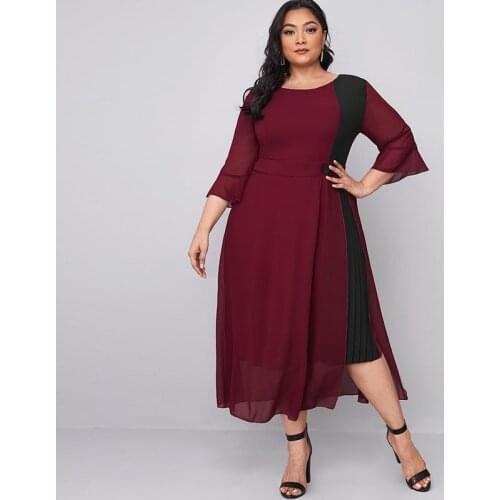 4XL 5XL Plus Size Casual Women Dress 2021 Summer Contrast Multicolor Elegant Party Dress High Waist Chiffon Maxi Long Dresses