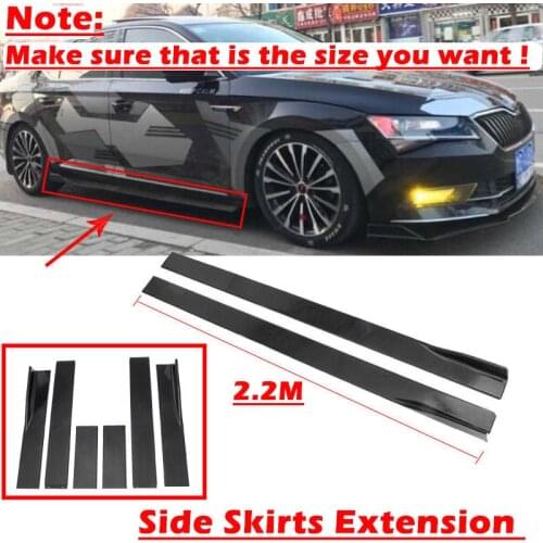 6PCS black 2.2m Universal Side Skirt Extensions Car Side Skirts Winglet Splitters Lip For BMW For Benz For Honda
