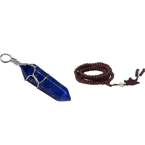 1 Pcs Buddhist Tibetan Bracelet Necklace & 1 Pcs Chic Crystal Bead Stone Pendant