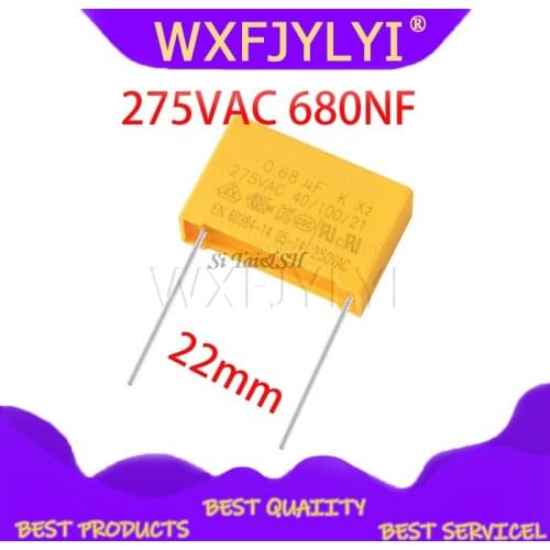 10pcs 0.68uF 10pcs capacitor X2 capacitor 275VAC 680NF Pitch 22mm X2 Polypropylene film capacitor 0.68uF