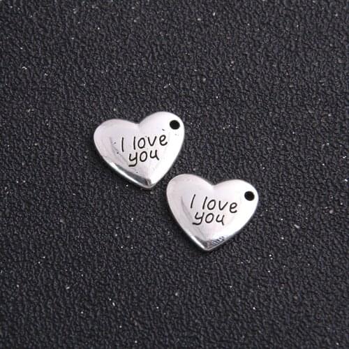 10pcs/lot Antique heart Charms I Love You Charms jewellery pendant Diy Finding 15*17mm
