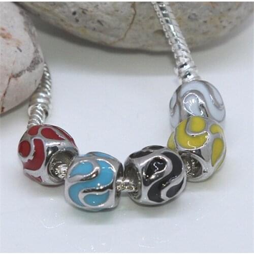 25pcs Color Mixed Enamel Big Hole Beads Dripping Oil Spacer Loose Beads For Jewelry Making Necklace Bracelet Accessories