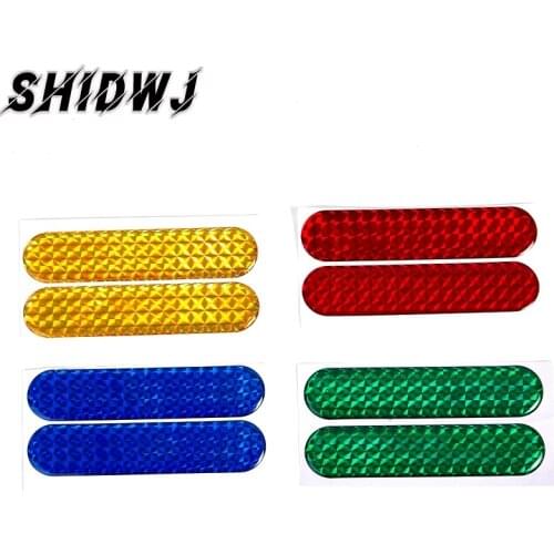 2pcs Car Reflective Stickers Car Door Sticker Decal Warning Tape Reflective Strips 3 Colors Safety Mark Reflector Sticker