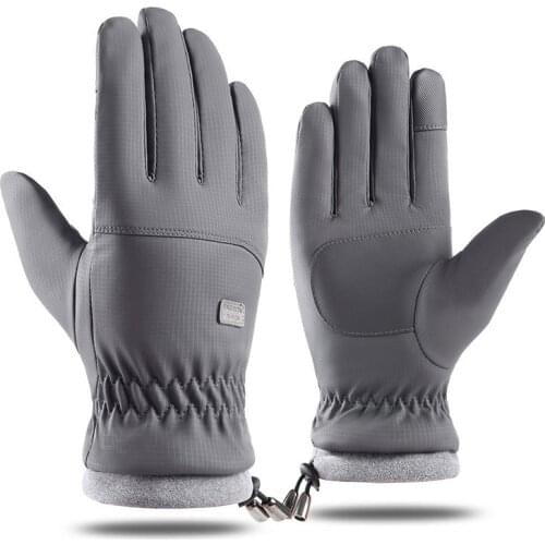 2021 Winter New Mens Gloves Plus Velvet Warm Touch Screen Unisex Cycling Windproof Outdoor Sports Non-Slip Running Black Gloves
