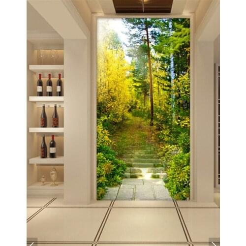 3d room wallpaper custom mural non-woven Wall sticker 3d Autumn trees road ladder porch painting photo wallpaper for walls 3d