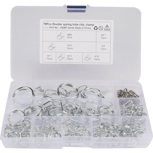 75Pcs Stainless Steel Drive Hose Clamp Tri Clamp Fuel Line Pipe Worm Gear Clip Clamp Tube Fasterner 6.7-22mm Spring Clip