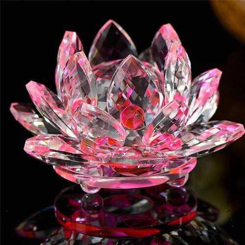 8/10cm Quartz Crystal Lotus Flower Crafts Glass Paperweight Fengshui Ornaments Figurines Home Wedding Party Decor Gifts Souvenir