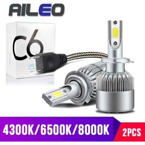 AILEO 7 color choice h7 led H1 H3 H11 H8 H9 H16 HB3 HB4 9005 9006 HIR2 H27 Car Headlight Bulb C6 Fog light 8000K 4300K 6500K