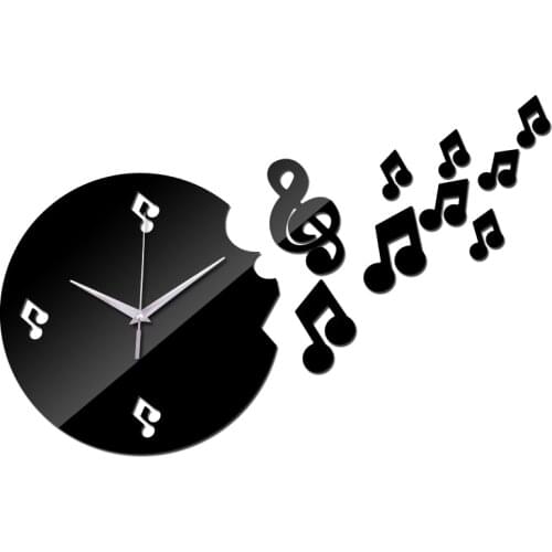 Musical notes Acrylic wall clock modern design luxury mirror Quartz clocks 3d rushed crystal watches Living Room