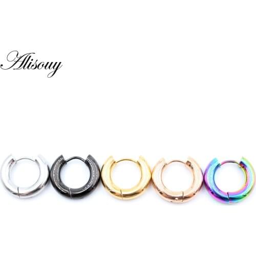 Alisouy 1 pair Women/Man Stainless Steel Small Hoops Earring Piercing Ear Cartilage Tragus 4mm Circle Anti-allergic Ear Buckle