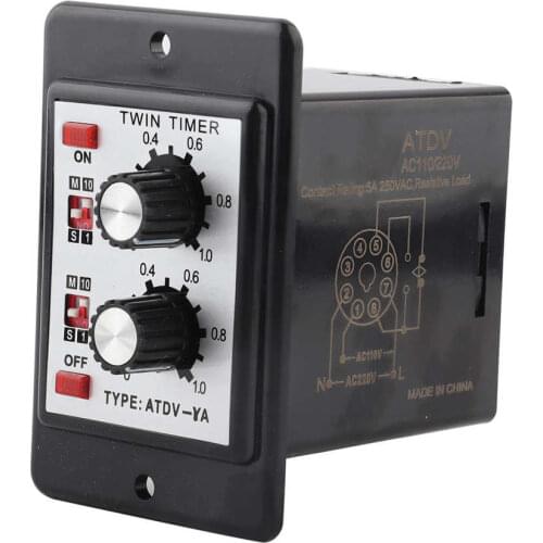 ATDV-YA AC110/220V Knob Control Time Switch Relay On Off Timer Relay 50/60Hz