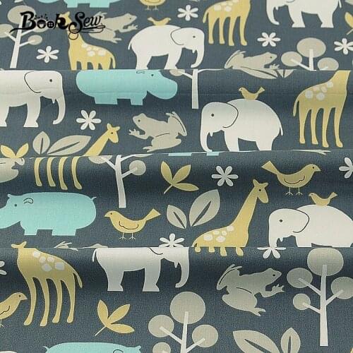 Booksew 100% Cotton FabricTwill Sewing Cloth Home Textile Baby Bedsheet Patchwork DIY Doll Craft Animal Design Fat Quarter Tela