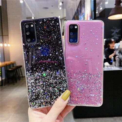 Bling Glitter Star Case For Samsung Galaxy A12 A52 A72 Gradient Rainbow Sequins Cover For Samsung A32 A42 A02 A02S A 12 52 Cases