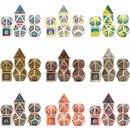 CHENGSHUO Dragon Scale Style 7 PCS Metal Dice Set Suitable for Tabletop Role-Playing Game DND,COC Game Player Starting Dice Set