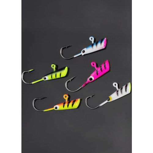 DNDYUJU 5Pcs 28mm/1.9g 5Color Fishing Lure Fishing Hook Maggot Worm Metal Bait Ice Jig Sets Mini Lead Winter