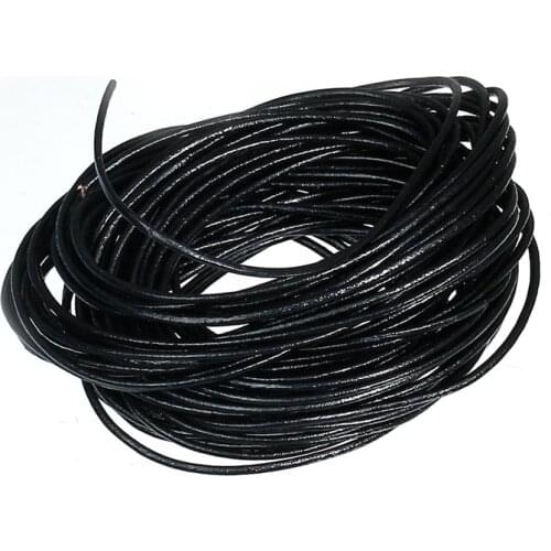 DoreenBeads 10M 1.5mm Length Cord Black Color Round Real Leather Jewelry Cord for DIY Jewelry Making Wire