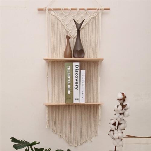 Flower Planter Pot Wooden Organizer Rack Home Decor Bedroom Wall Hanging Macrame Tapestry Craft Ornament Hanger Storage Rack