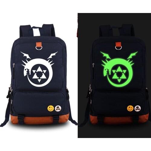 New Fullmetal Alchemist cosplay Backpack Anime Canvas Student Luminous Schoolbag Unisex Travel Bags