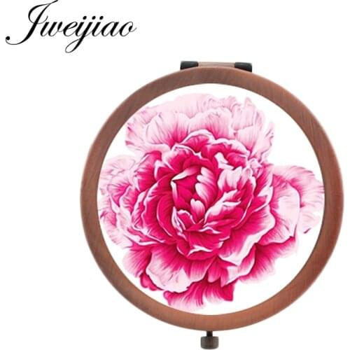 Youhaken Chinese rose pocket mirror New Womens Fashion Beauty Health Hand Mirror best gift for Lovers FS59